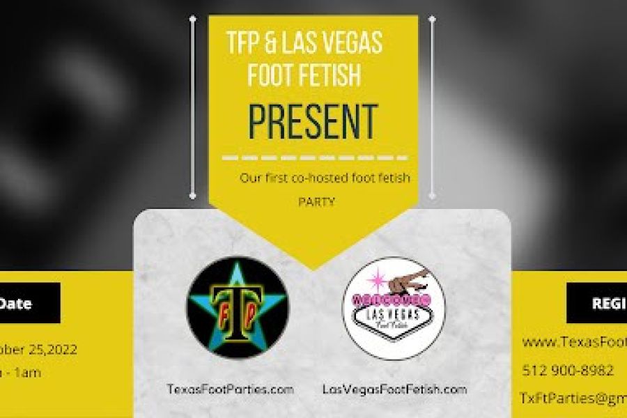  FP is teaming up with Las Vegas Foot Fetish to host a party in Vegas!  <br>  <br>Who: Foot/fetish models & foot fetishists  <br>What: Foot, footwear, and foot play party!!  <br>What happens: Foot play of course!  <br>  <br>When: Saturday, Oct. 15, 2022 · 7:30 PM – 1:00 AM (7pm for VIP)  <br>  <br>Where: Las Vegas, NV - Exact location will be e-mailed to registrants 2 nights before the event  <br>  <br>Dress code: Come as you are but good personal hygiene is greatly appreciated.  <br>  <br>How: RSVP at TexasFootParties.com, pay in advance online to get discounted rates  <br>  <br>How much?:  <br>Standard $50/$65/$75  <br>Early Bird Registration - must pay by 9/3- $50  <br>Register & pay online 9/4-10/14 $65  <br>Pay at the door $75 (adv registration still required)  <br>VIP $150  <br>Includes early admission, 3 ten minute sessions, and a compilation video after the party.  <br>Must register and pay online by 10/14  <br>Virtual $50  <br>Must register and pay online by 10/14  <br>  <br>Once inside it is $20 per 10 minutes OR $10 for 4 minutes of negotiated foot play. Extended (20 min, 30 min, etc.) and multiple person sessions are fine if everyone involved agrees.  <br>  <br>Questions? Message Texas Foot Parties by e-mail only TxFtParties@GMail.com. 