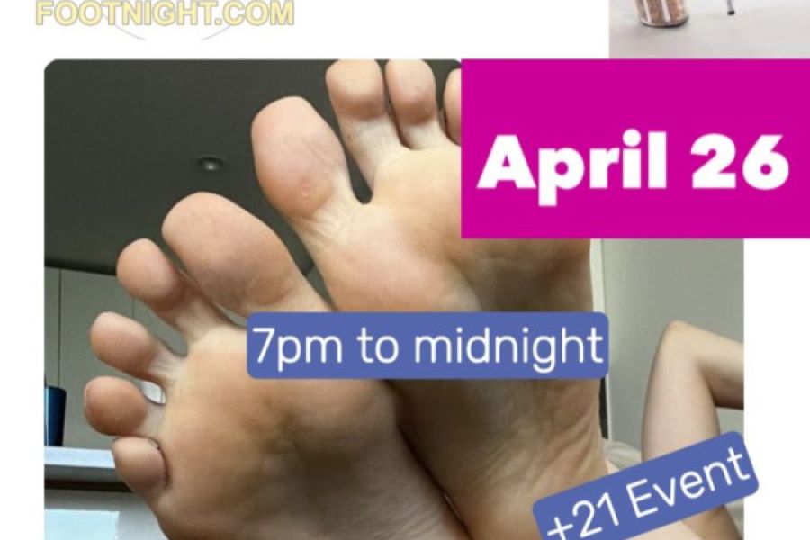  Over 25 Hand picked approved foot models to create an epic moment during your session.  Now is your chance to make your dreams come true, two feet at a time.   <br> <br>Sessions are $20 for 10 minutes  <br> <br>Free pizza, Hors d’oeuvres and munchies to keep up your strength through your foot fantasy adventure. <br> <br>BYOB if you would like an alcoholic beverage.  Please be responsible with your consumption.  <br> <br>Soda, Water and mixes, will be available for a small fee.  <br> <br>Witch hazel, paper towels and trash cans are placed at each station.  Please always be mindful of cleaning up after your sessions.  <br> <br>Additional questions?  Feel free to contact footnight@gmail.com or footnightsd@gmail.com <br> <br>Address will be sent out MARCH 14, 2024 7PM   <br> <br>Refund Policy… NO REFUNDS <br> <br>Hostess: Veronica Vaughn IG @VeronicaVaughn69  <br> <br>Drink-BYOB <br> <br>LIST OF MODELS AND PHOTOS WILL BE DISPLAYED ON TWITTER: FootNightSD as they sign up! Model list also available on Footnight.com <br> <br>FOOT MODELS <br> <br>Come have your feet worshipped, and played with & earn $$ doing it! <br> <br>Models Apply at Footnight.com, if you are chosen we will send you more details on how you may participate! <br> <br>BYOB: No alcohol will be provided or sold at the Footnight parties, we do provide water & mixers. However, it is BYOB, check your alcohol at the bar and our bartender will serve you throughout the evening. <br> <br>WHAT TO WEAR: Clean, Nice. Presentable. <br> <br>LADIES: Dresses, skirts, sexy costumes, nice pants/tops. <br> <br>GENTS: Nice slacks, nice shirts, nice shoes, nice v-neck shirts and jeans. No ball caps, baggy pants, flip-flops; let’s keep it classy! 